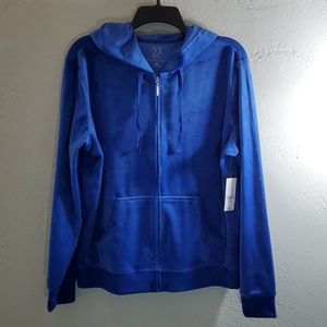 New York & Co- Blue Velour Zip Hoodie Jacket- XL